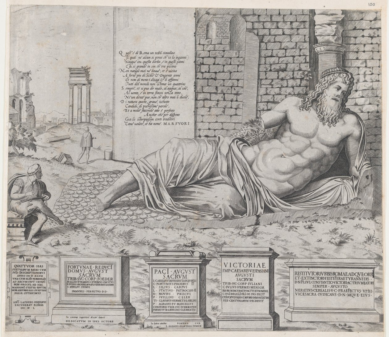 Rooman loiston peili: Marforius, 1550, 1550. tekijältä Nicolas Beatrizet.