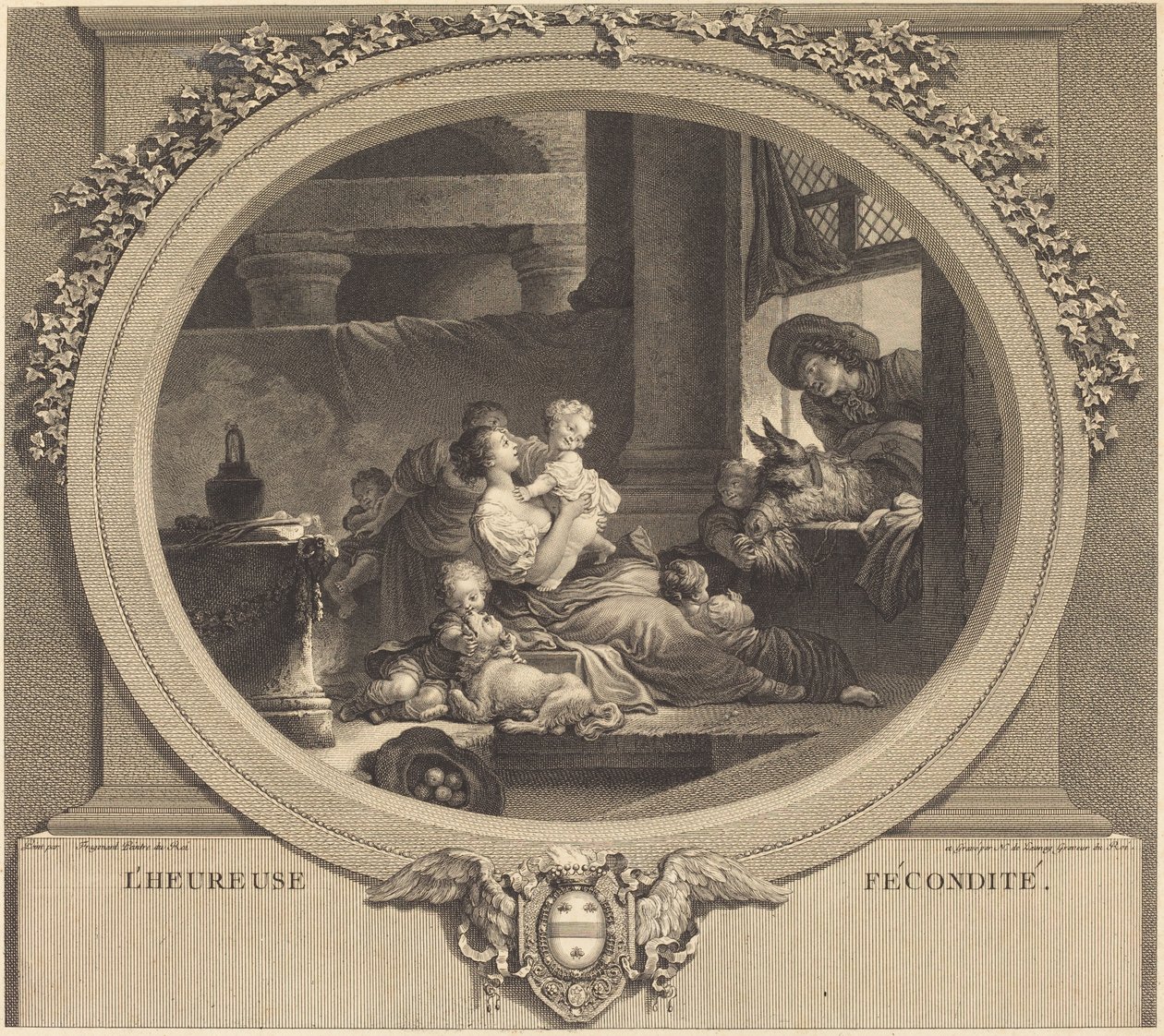 Onnellinen hedelmällisyys tekijältä Nicolas Delaunay after Jean Honoré Fragonard