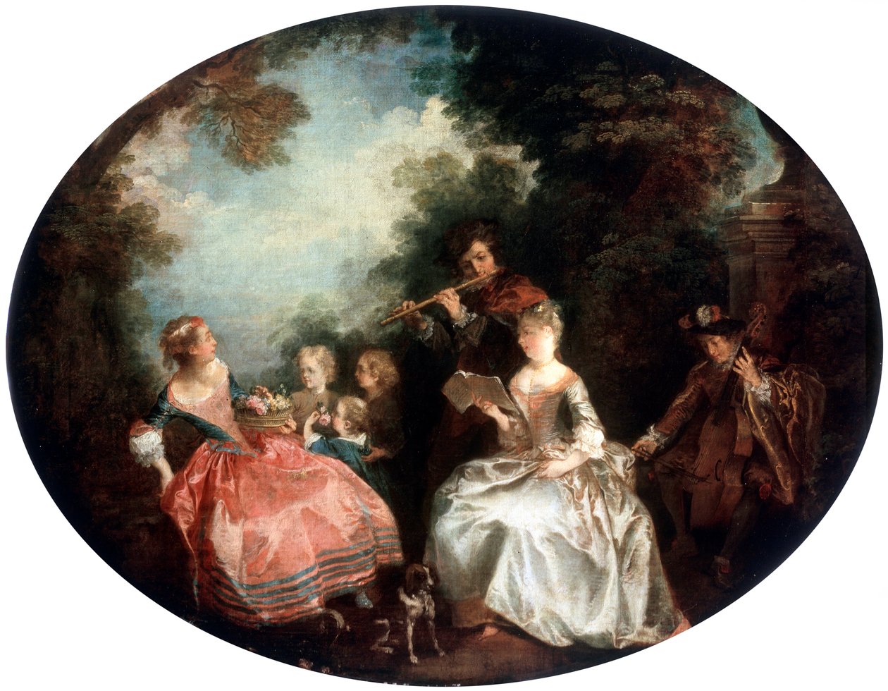 Konsertti puistossa, 1700-luku. tekijältä Nicolas Lancret