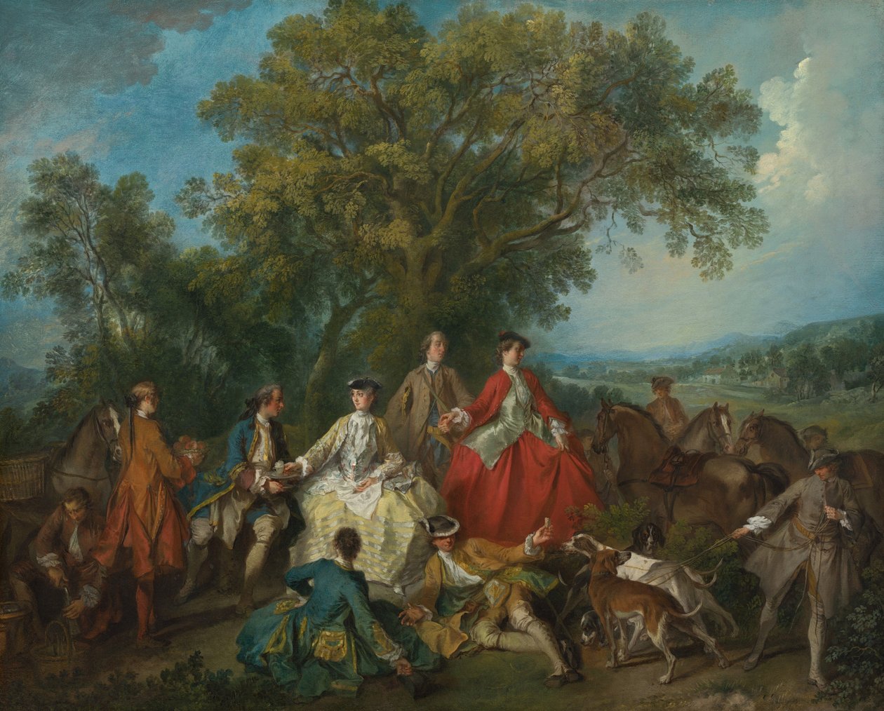 Piknik metsästyksen jälkeen, luultavasti n. 17351740. tekijältä Nicolas Lancret