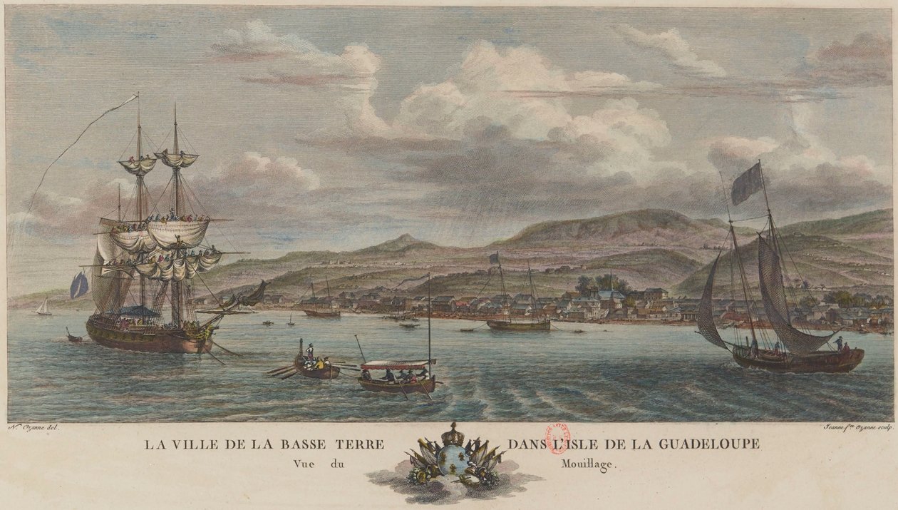 Basse-Terren ankkuripaikka Guadeloupella vuonna 1776. tekijältä Nicolas Ozanne
