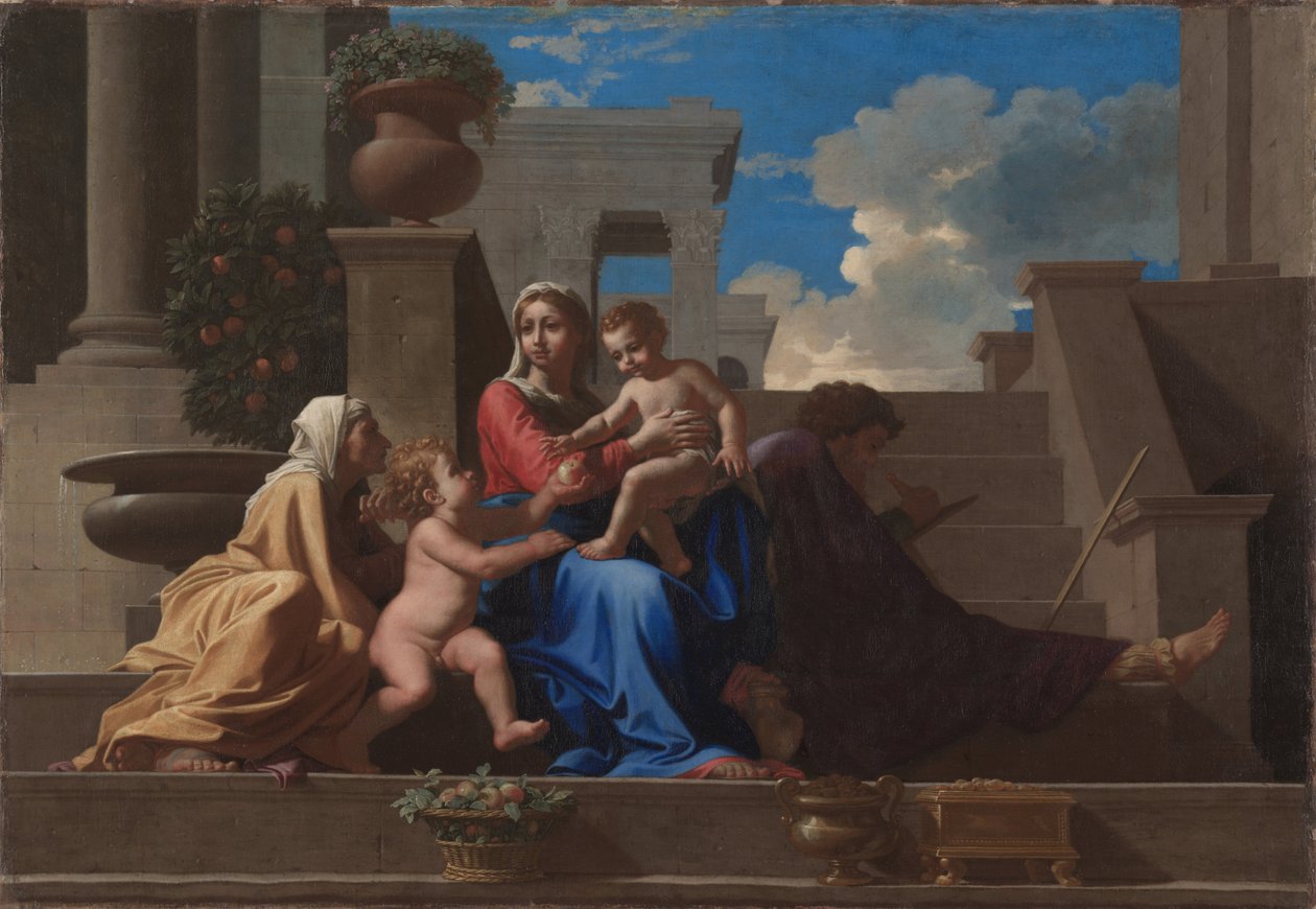 Pyhä perhe portailla, 1648 tekijältä Nicolas Poussin