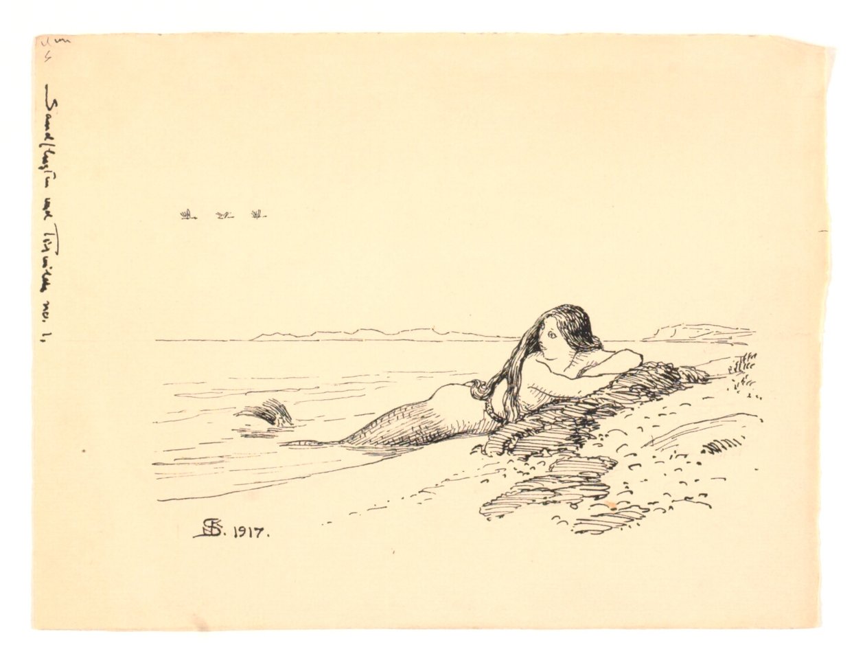 Kuvitus "The sand rush at Tisvilde" tekijältä Niels Skovgaard