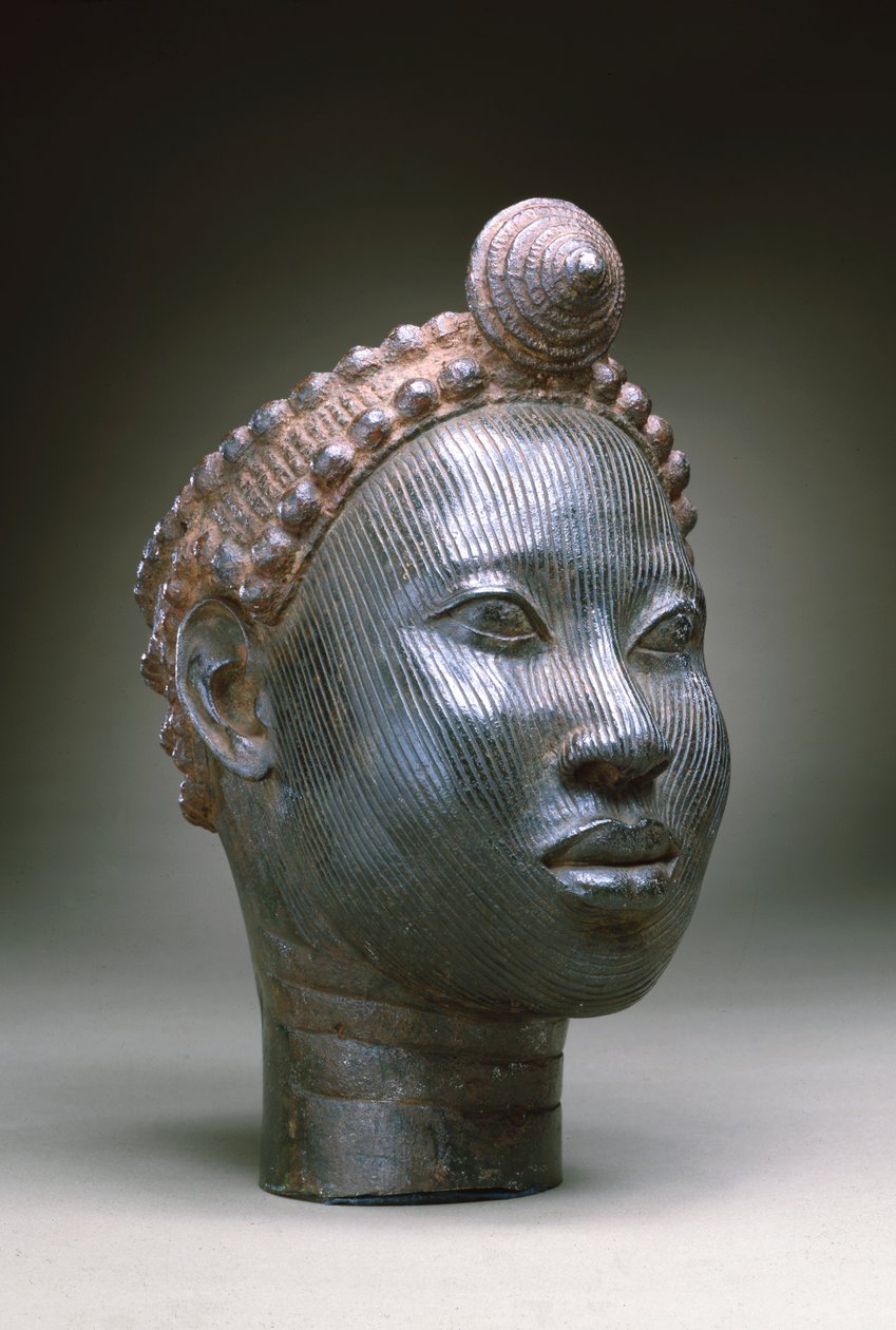 Onin kruunattu pää, Ife, 1100-1400-luku (sinkkimessinki) tekijältä Nigerian