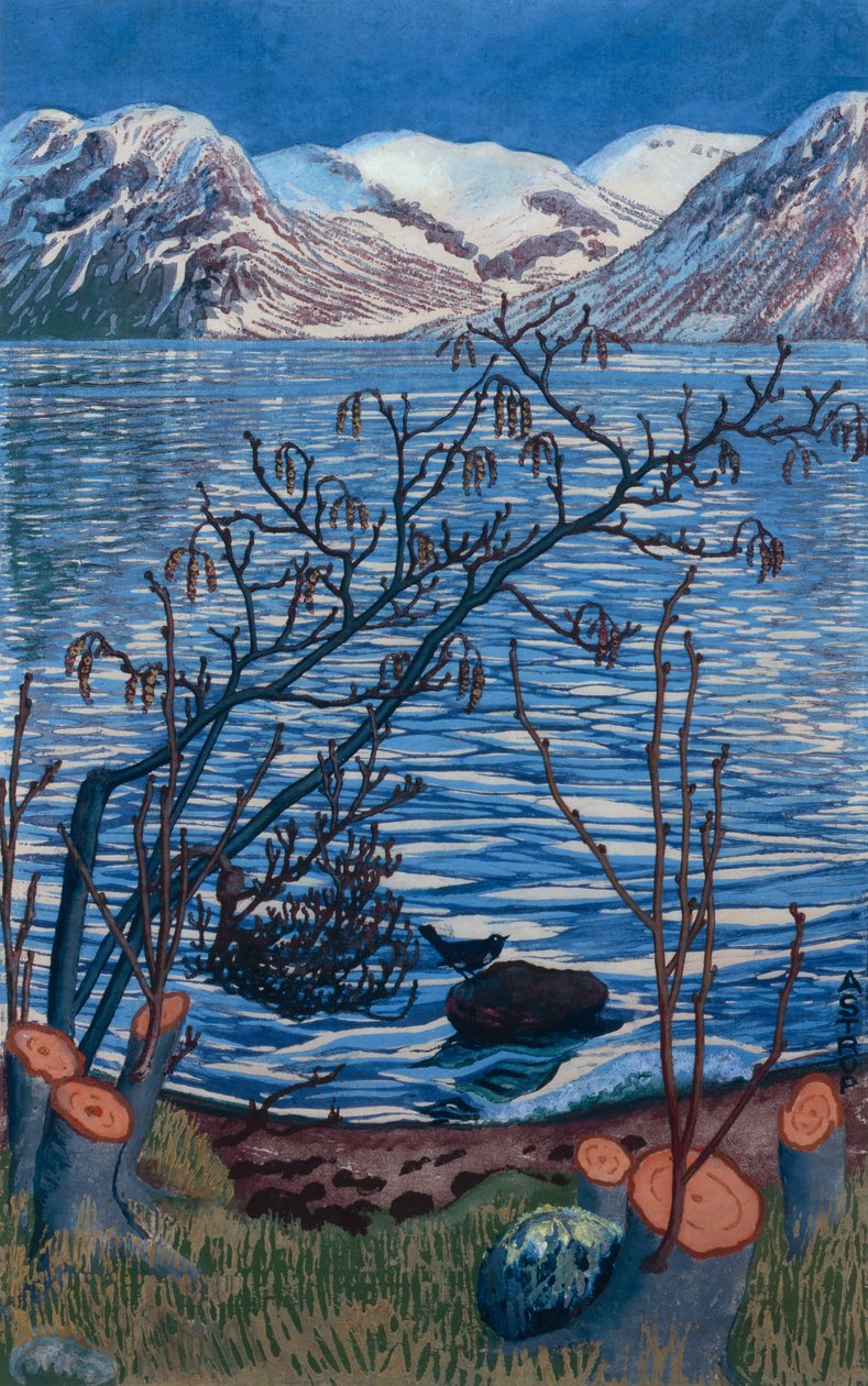 Lintu kivellä tekijältä Nikolai Astrup