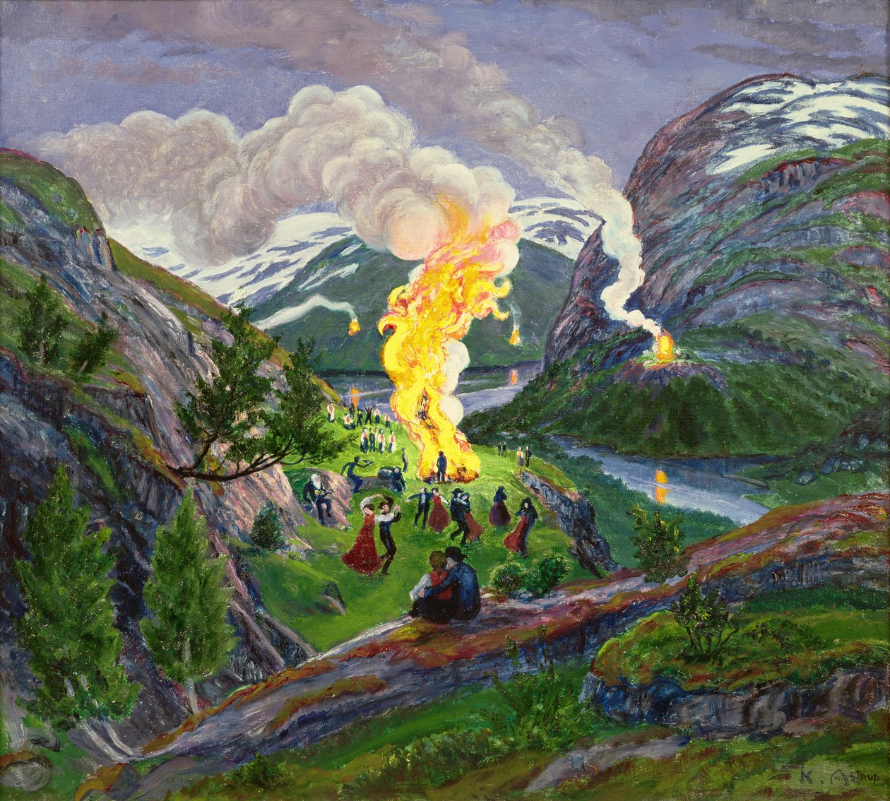 Juhannustuli (öljy kankaalle) tekijältä Nikolai Astrup