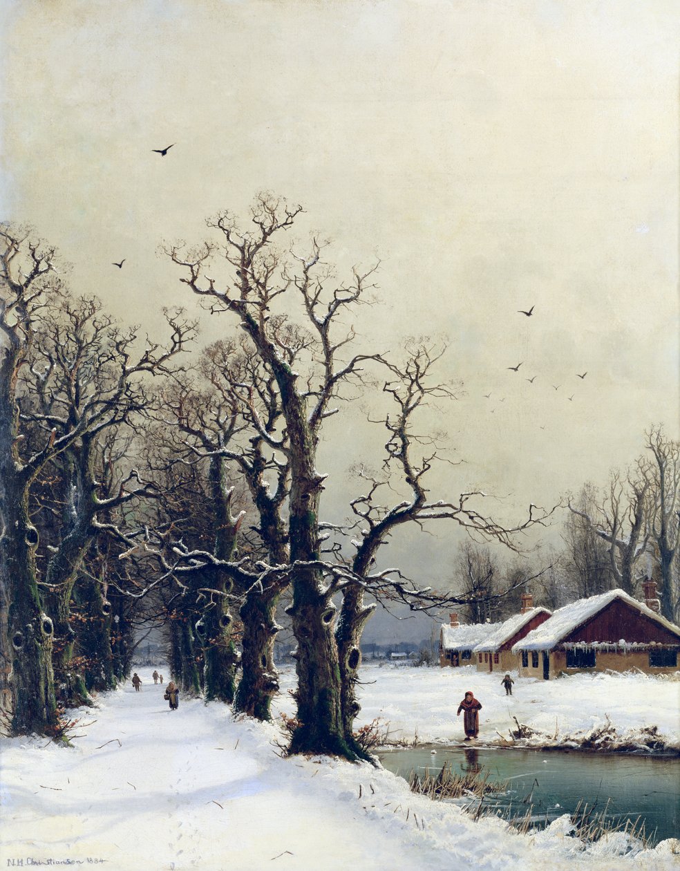 Talvimaisema, 1800-luku tekijältä Nils Hans Christiansen