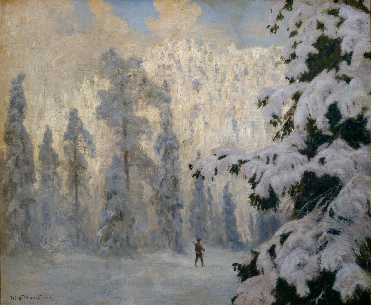 Hunter Skiing (öljy kankaalle) tekijältä Nils Hansteen