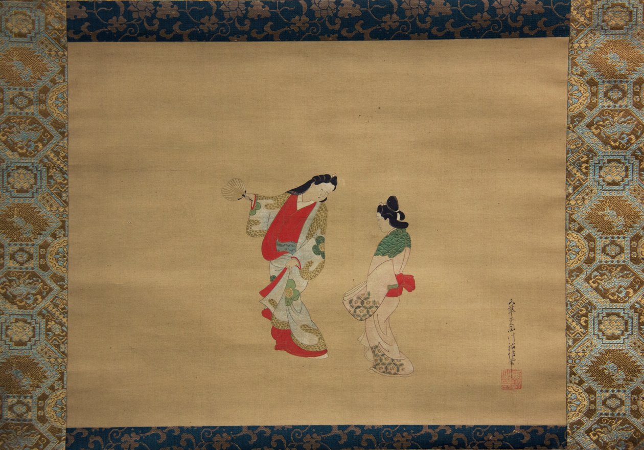 Nainen ja palvelija, 1700-luku. tekijältä Nishikawa Sukenobu