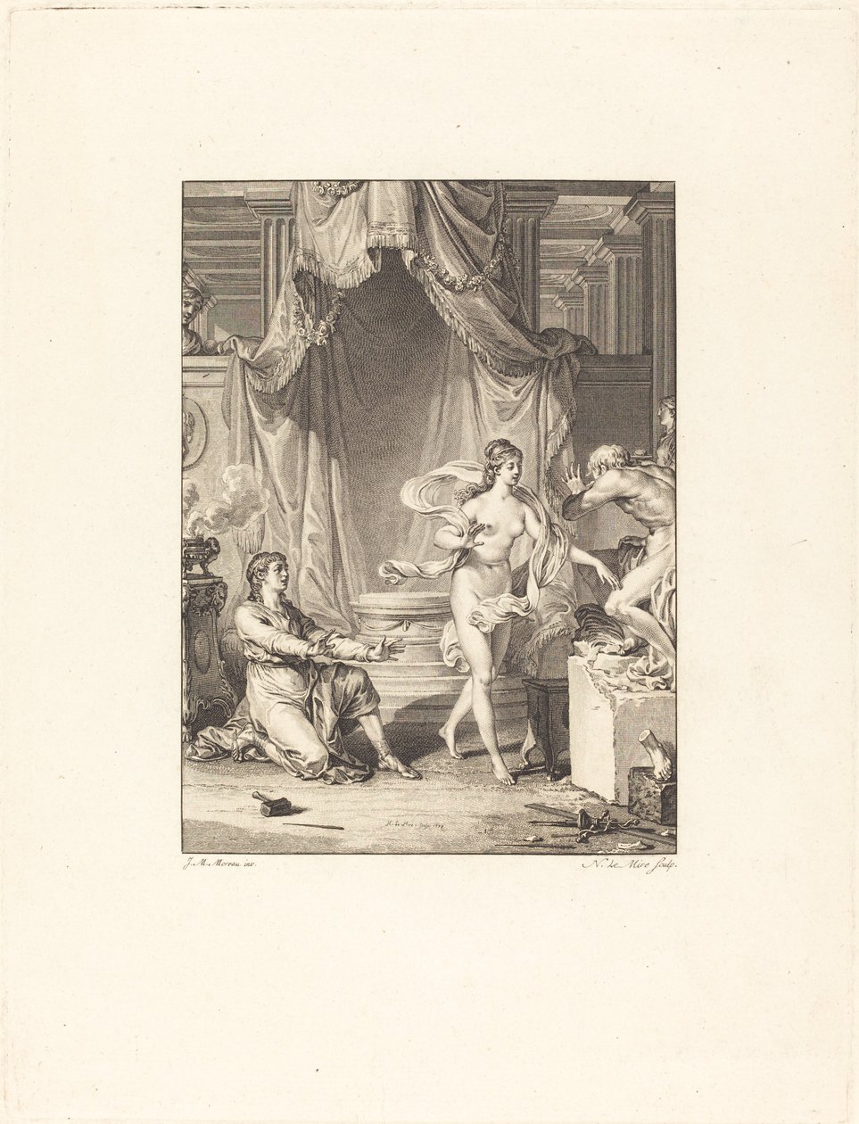 Pygmalion tekijältä Noël Le Mire after Jean Michel Moreau