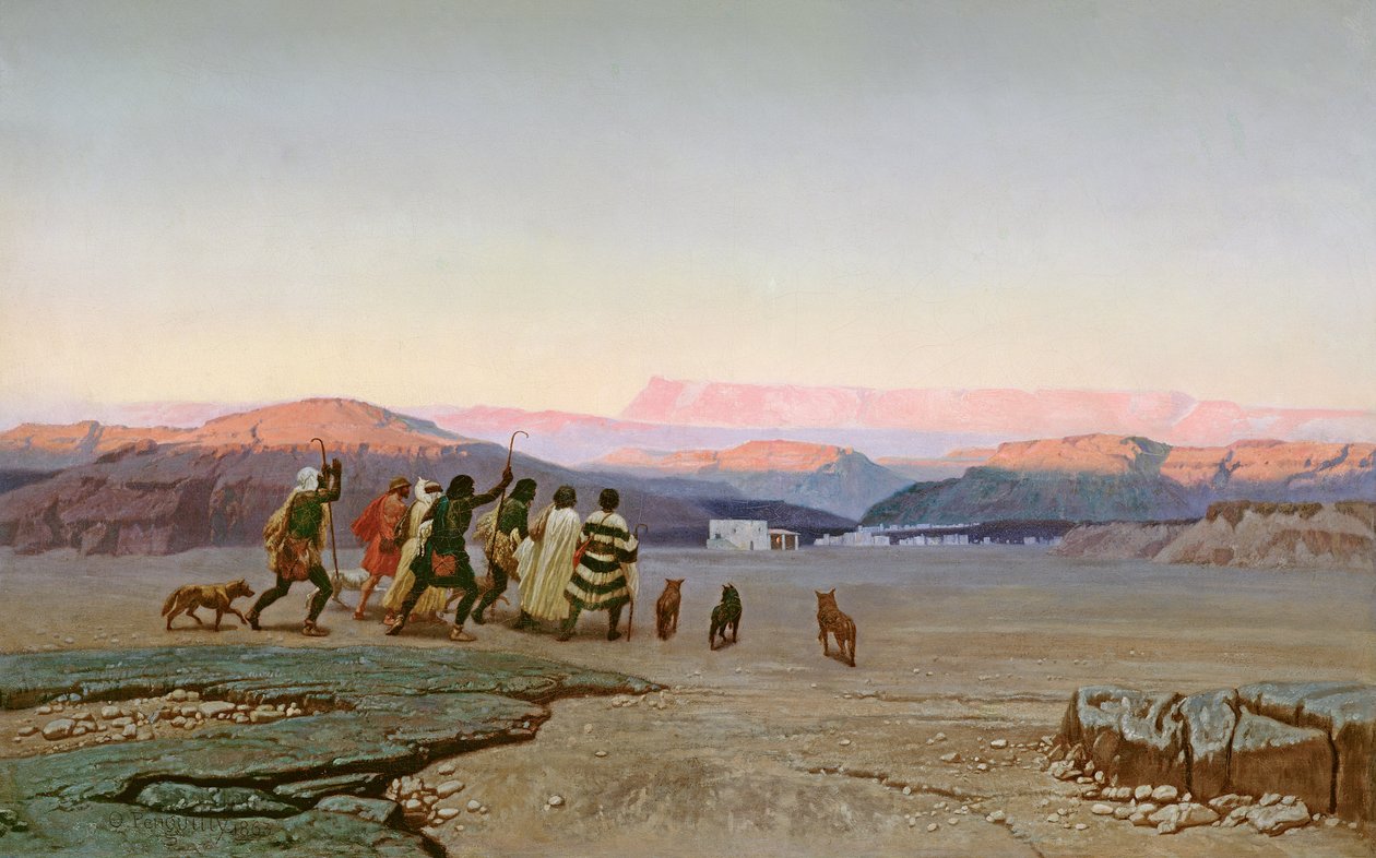 Ang mga Pastol, Pinangunahan ng Bituin, Pagdating sa Bethlehem, 1863 Finn tekijältä Octave Penguilly l