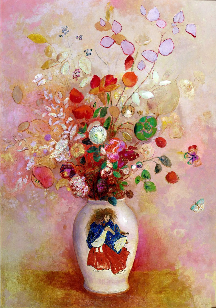 Kukkakimppu japanilaisessa maljakossa, n. 1905-08 tekijältä Odilon Redon
