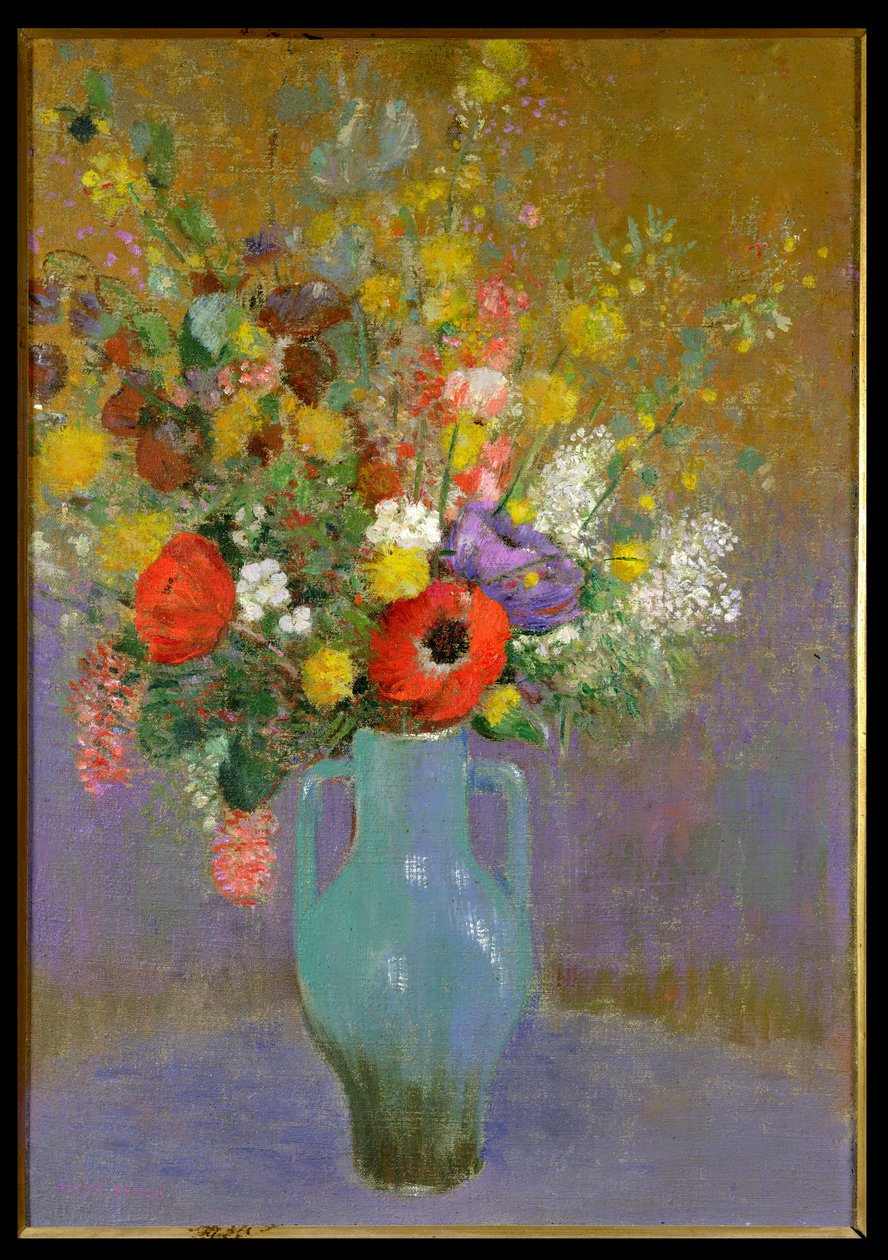 Kimppu luonnonvaraisia kukkia, n. 1900 tekijältä Odilon Redon