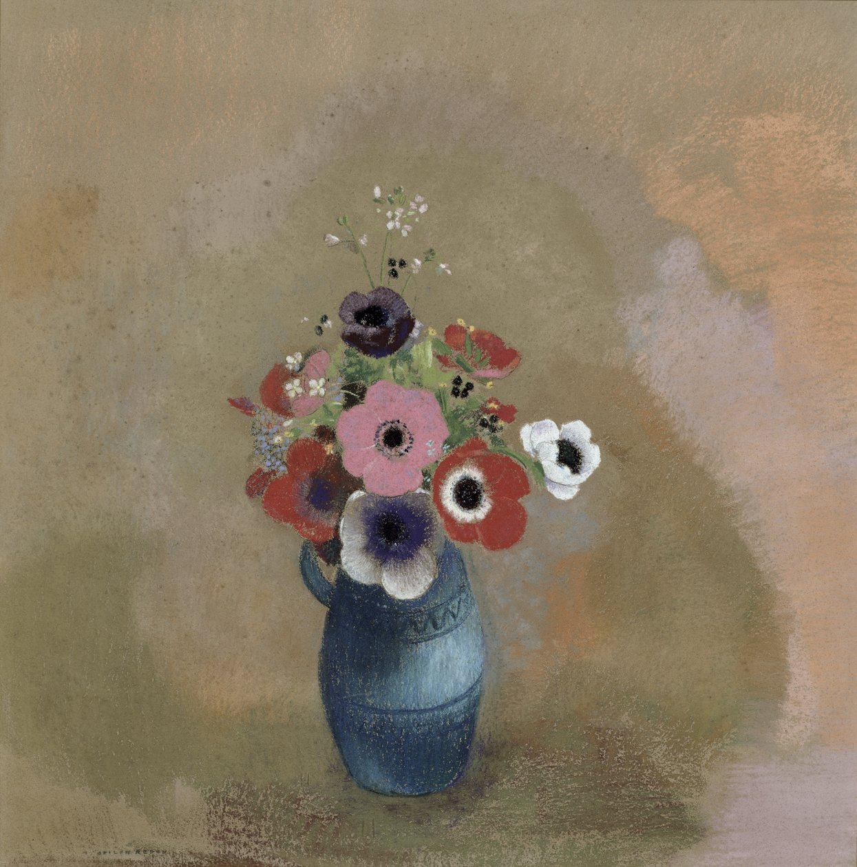 Kimppu anemoneja (pastelli) tekijältä Odilon Redon