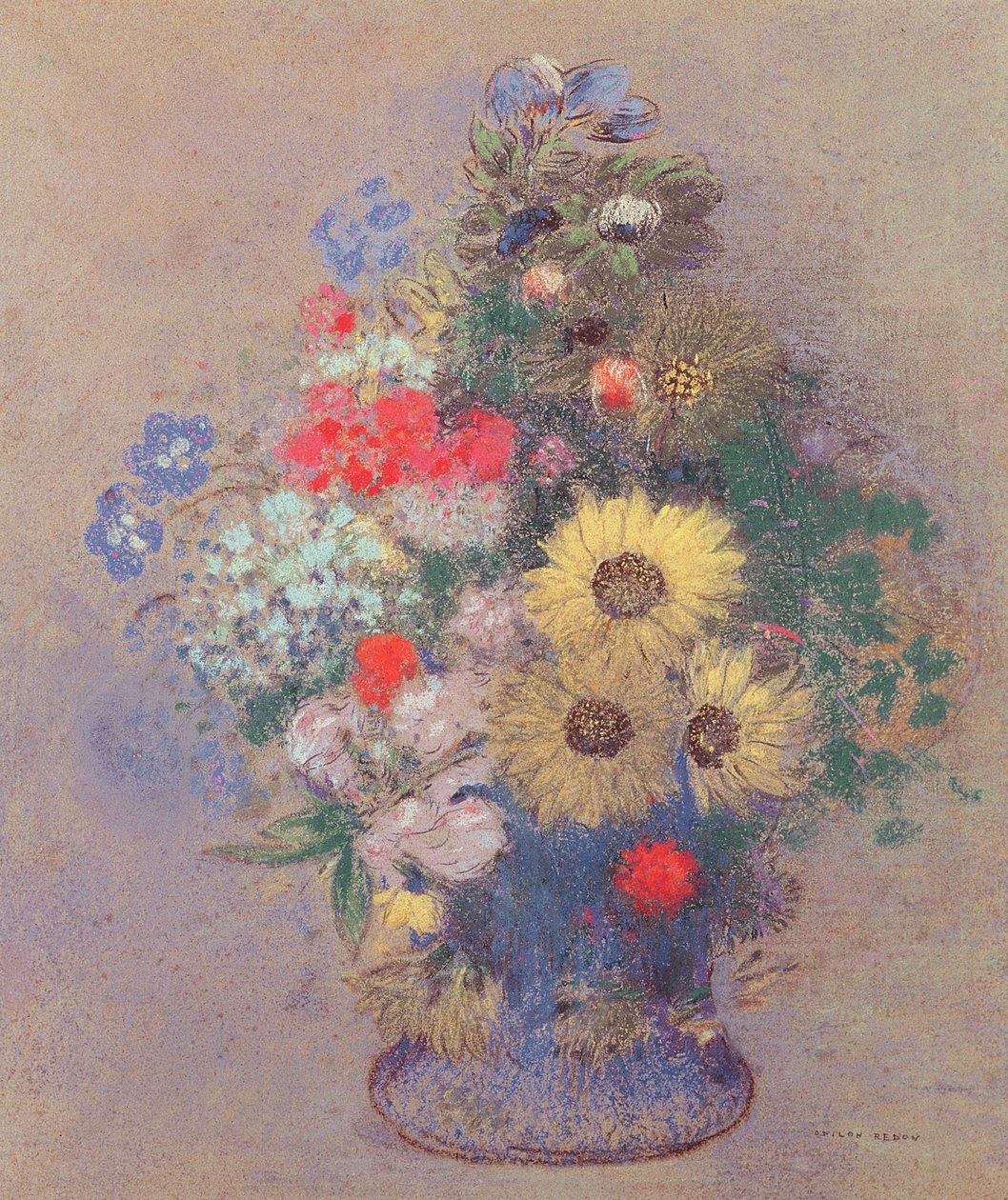 Kukkimaljakko, n. 1900 tekijältä Odilon Redon