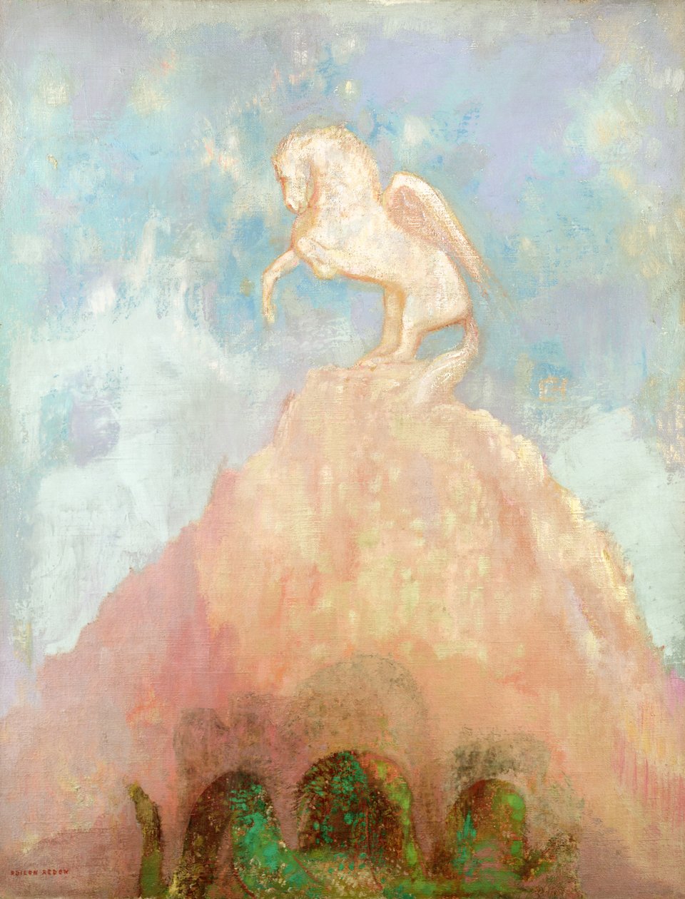 Valkoinen Pegasus, n. 1908 tekijältä Odilon Redon