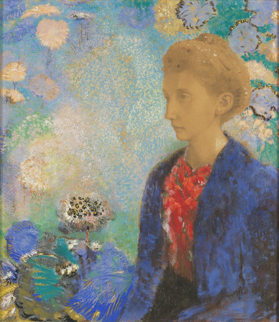 Baronne de Domecy, n. 1900 (pastelli ja guassi) tekijältä Odilon Redon