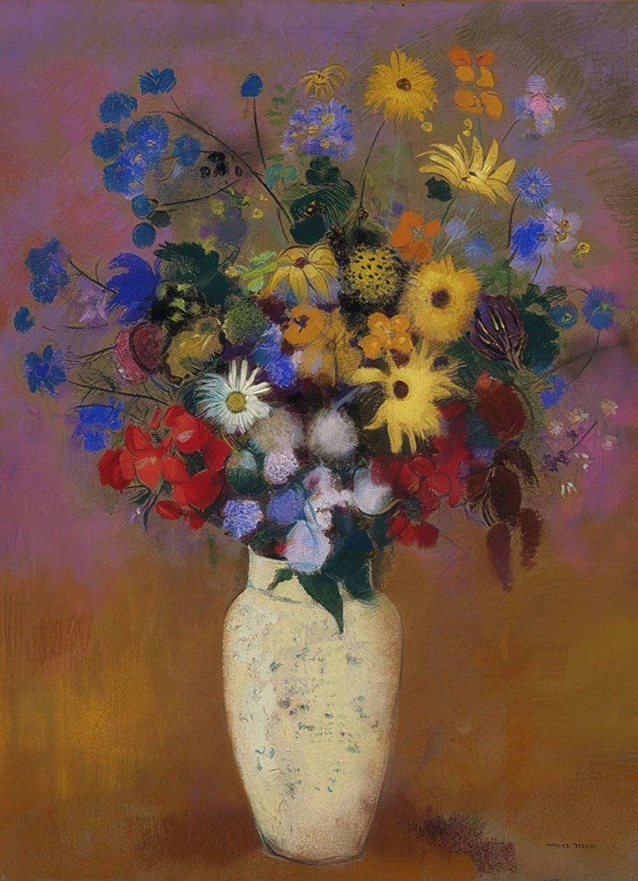 Kukkia maljakossa. Noin 1912-14 tekijältä Odilon Redon