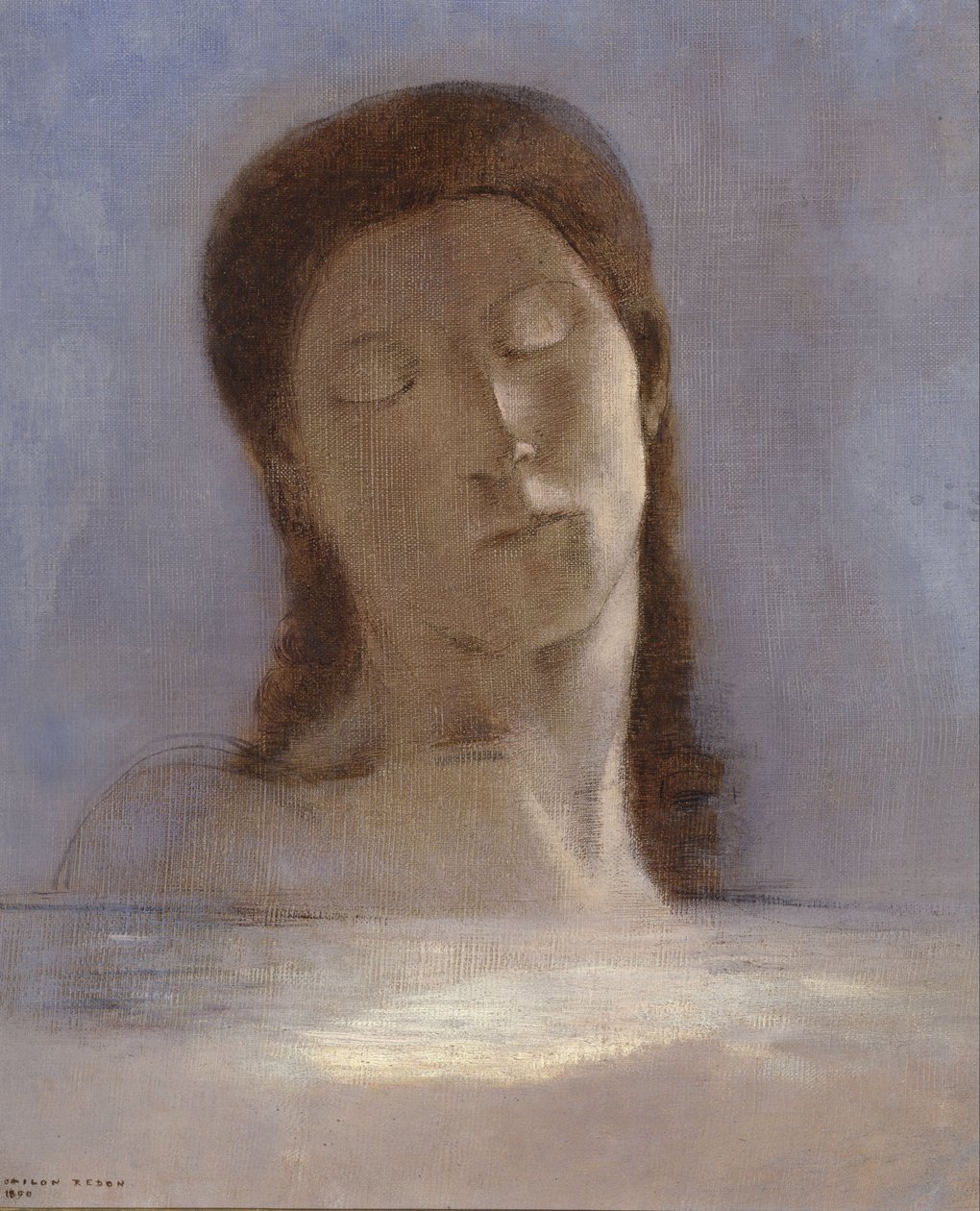 Suljetut silmät, 1890 tekijältä Odilon Redon