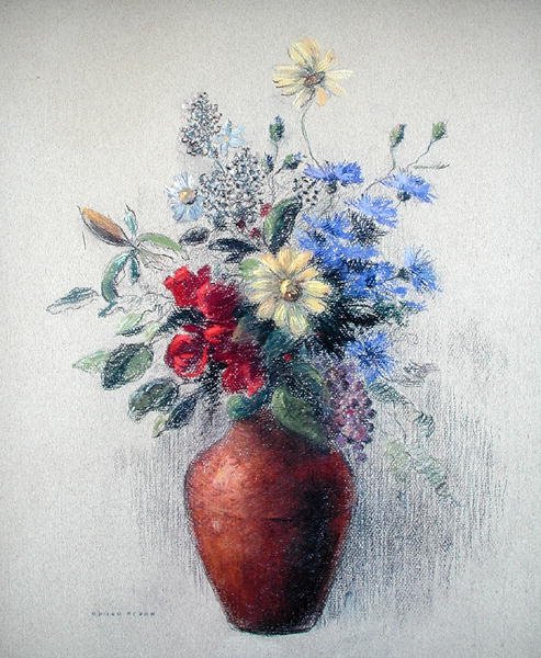 Kukat (pastelli paperille) tekijältä Odilon Redon