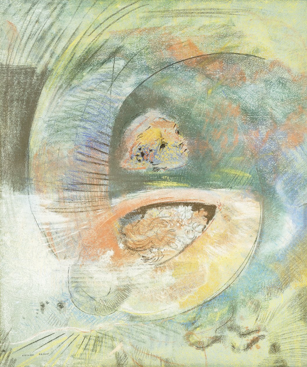 hirviö sukellusvene; Vedenalainen hirviö, n. 1900 tekijältä Odilon Redon