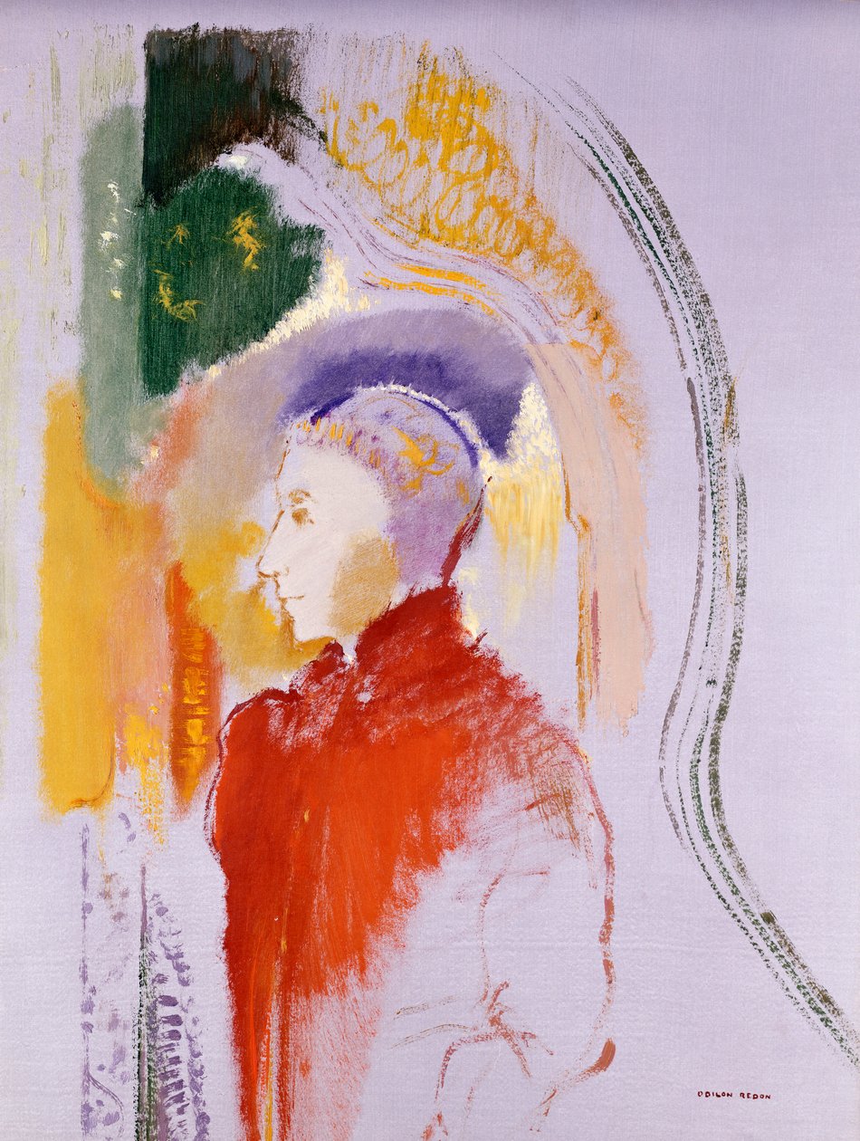 Personnage (öljy aluksella olevalle paperille) tekijältä Odilon Redon