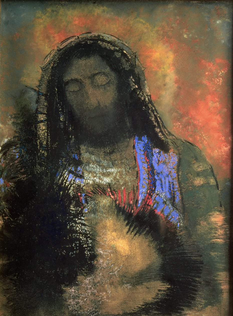 Pyhä sydän, 1910 (pastelli paperille) tekijältä Odilon Redon