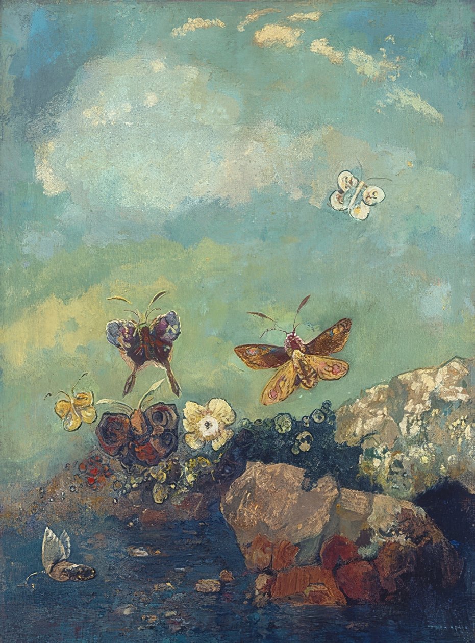 Perhosia. Noin 1910 tekijältä Odilon Redon