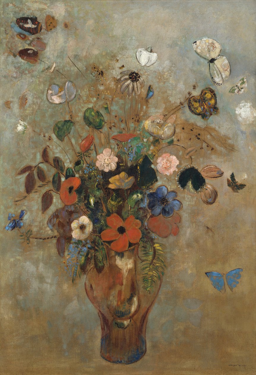 Asetelma kukkien kanssa, 1905. tekijältä Odilon Redon