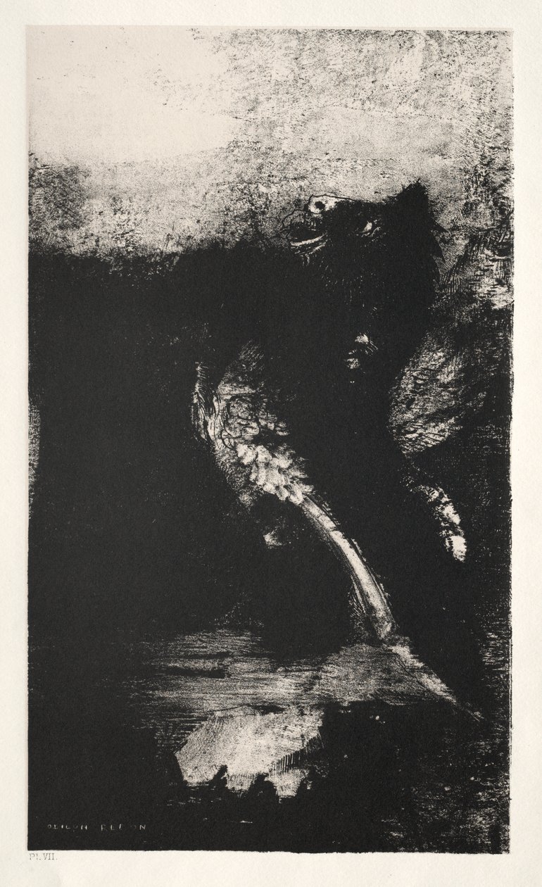 Kimera vihreillä silmillä kääntyy, lahdet tekijältä Odilon Redon