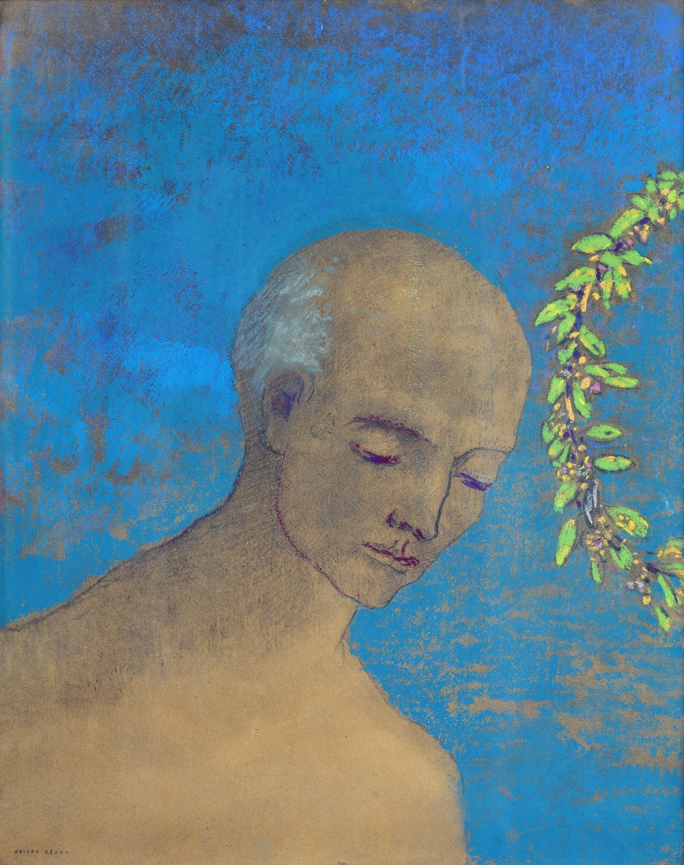 Kruunu, 1910 (pastelli ja hiili) tekijältä Odilon Redon