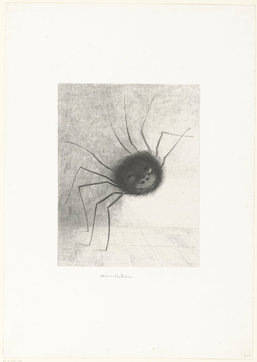 Hämähäkki, 1887 (painettu) tekijältä Odilon Redon