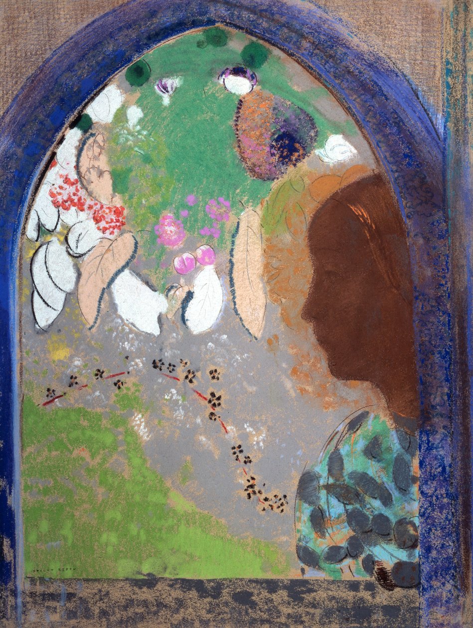 Nainen ikkunassa, 1903-1908. tekijältä Odilon Redon