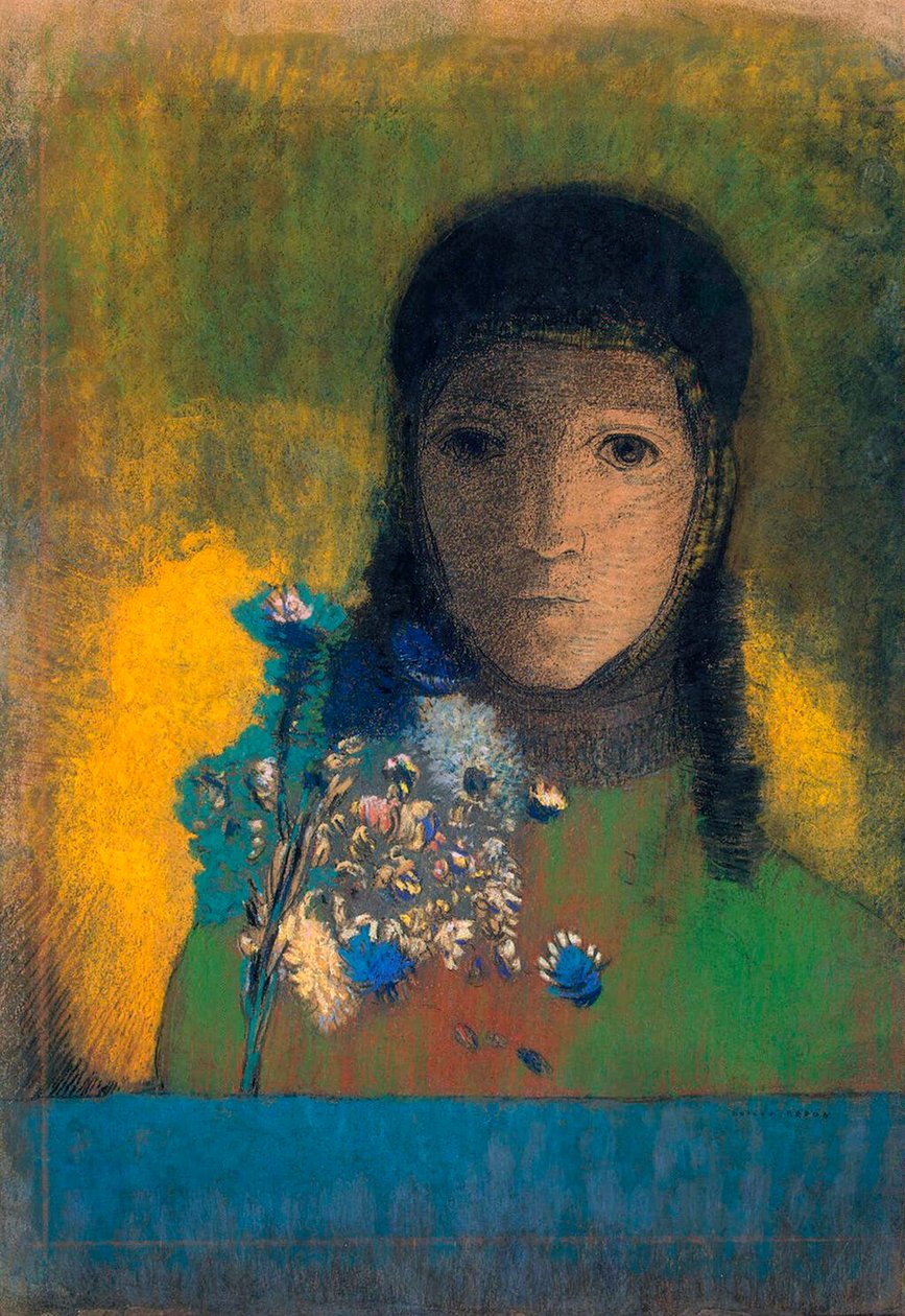 Woman with Wildflowers, c1900. tekijältä Odilon Redon