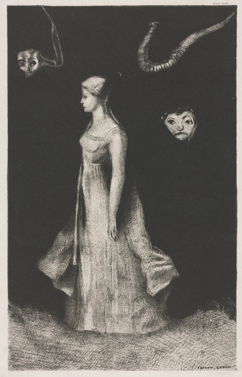 Obsession, 1894. tekijältä Odilon Redon Printer: Monrocq
