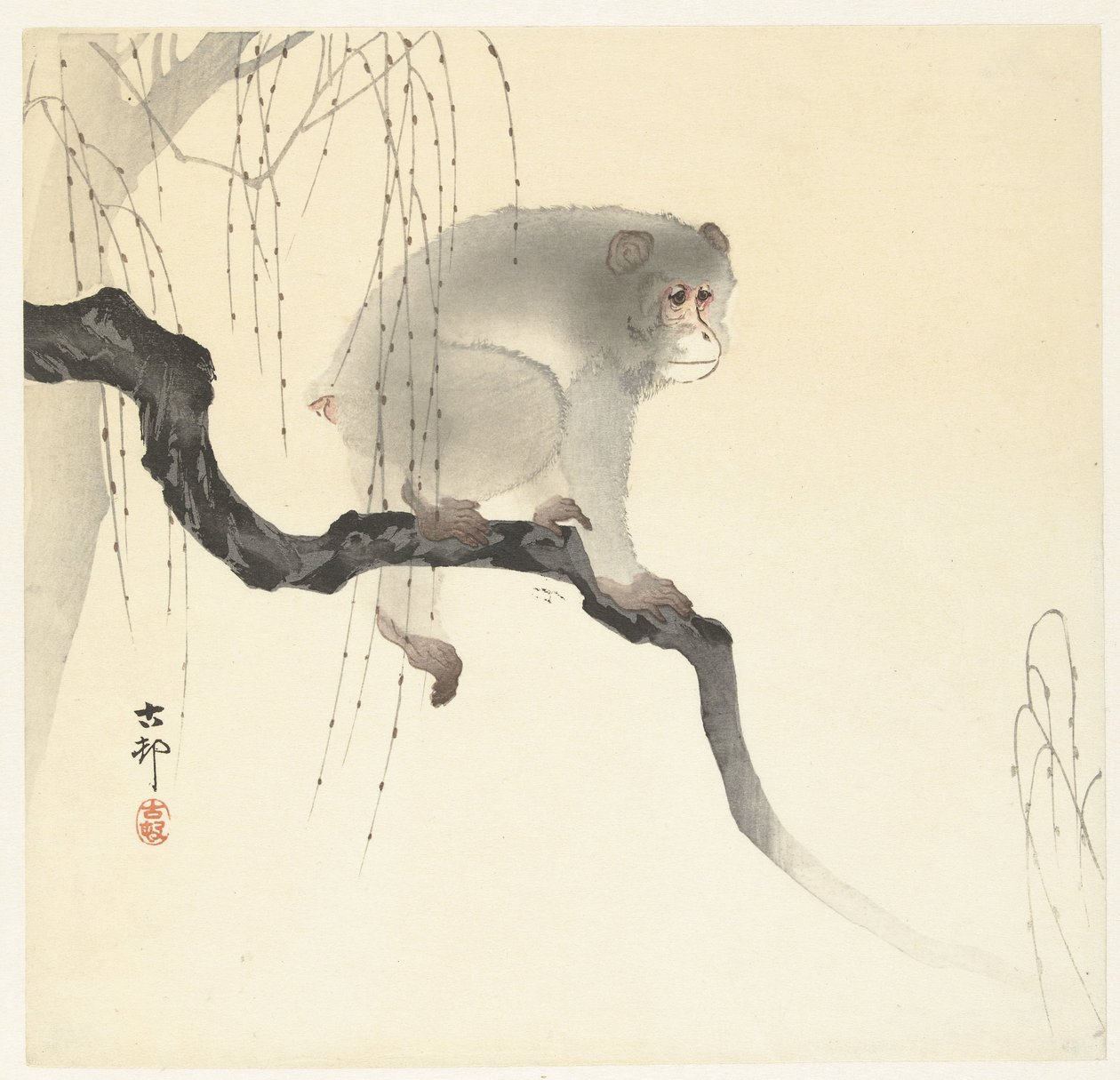 Apina puun oksalla tekijältä Ohara Koson
