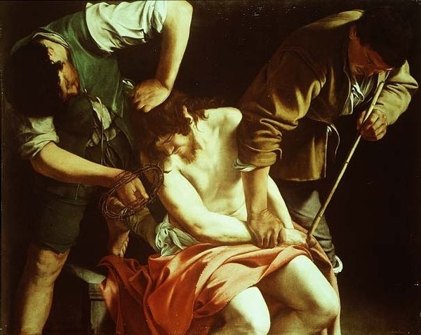 Kruunataan piikillä tekijältä Orazio Gentileschi