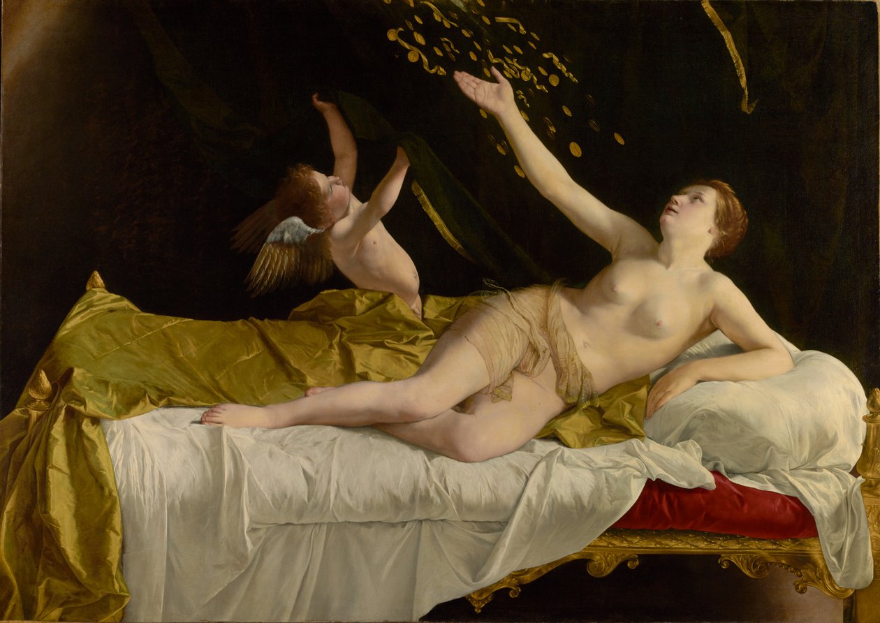 Danaë ja kultasuihku tekijältä Orazio Gentileschi