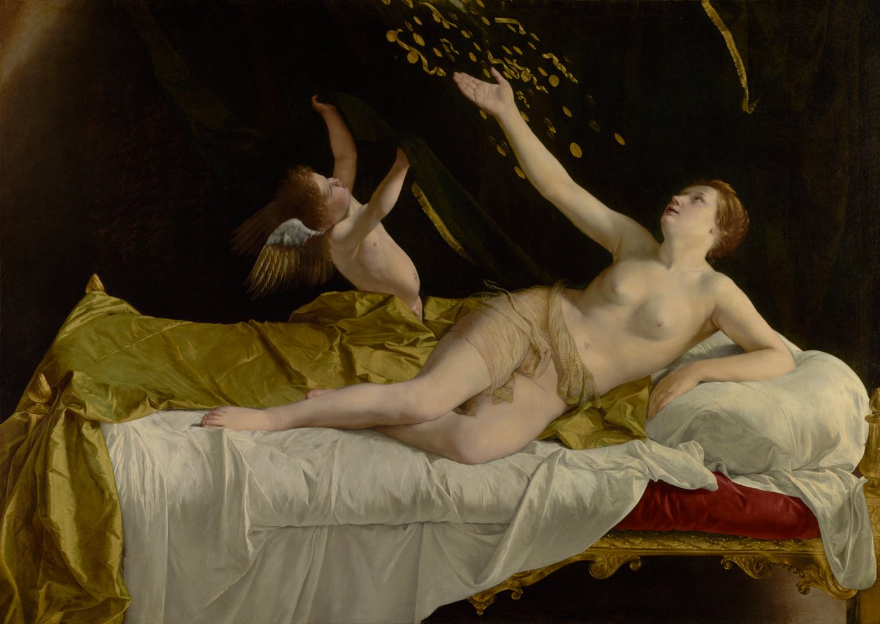 Danaë ja kultasuihku, tekijältä Orazio Gentileschi
