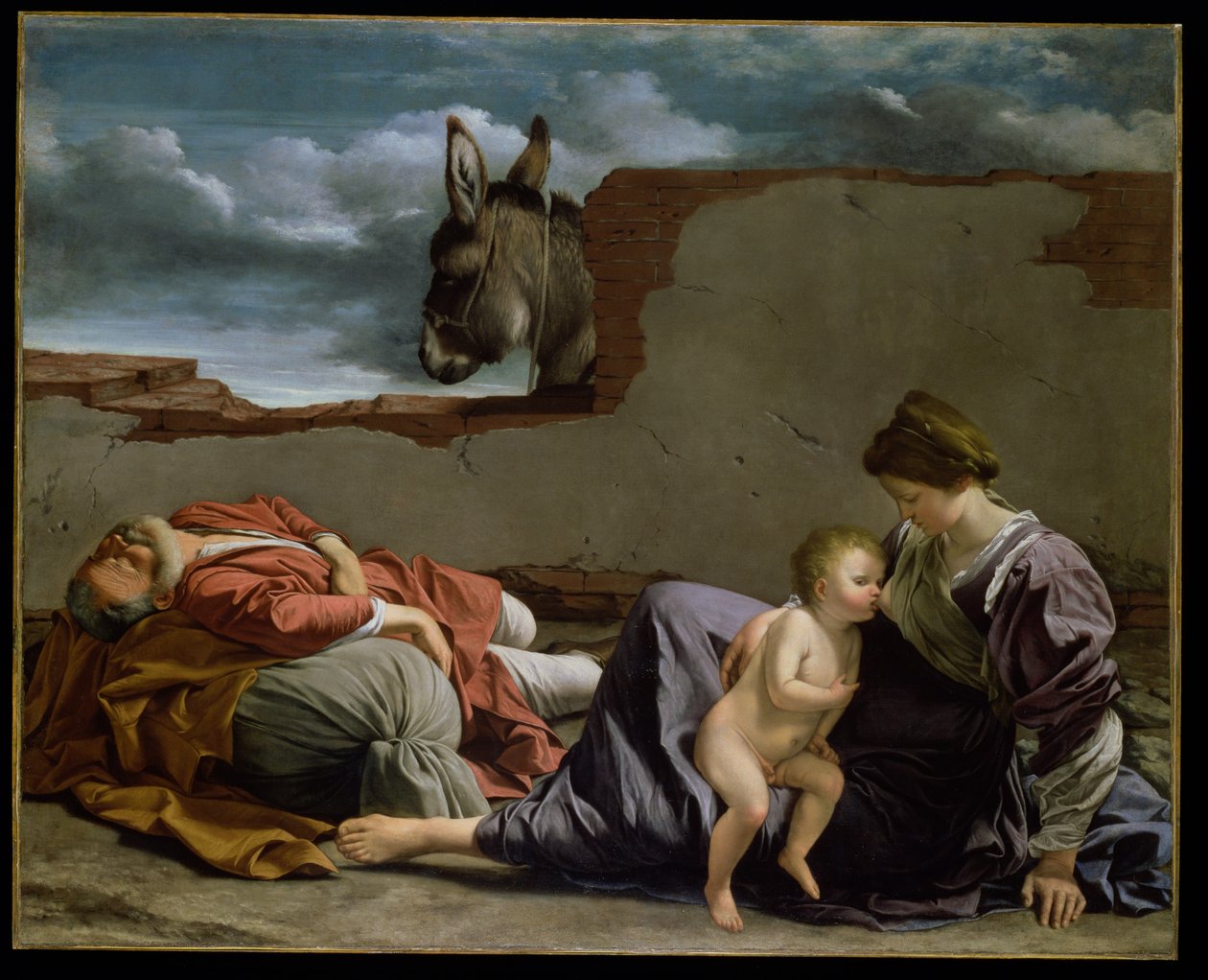 Lepää lennossa Egyptiin, 1615-1621 tekijältä Orazio Gentileschi
