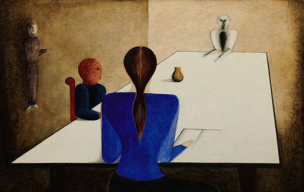 Ryhmä pöydässä, 1923. tekijältä Oskar Schlemmer