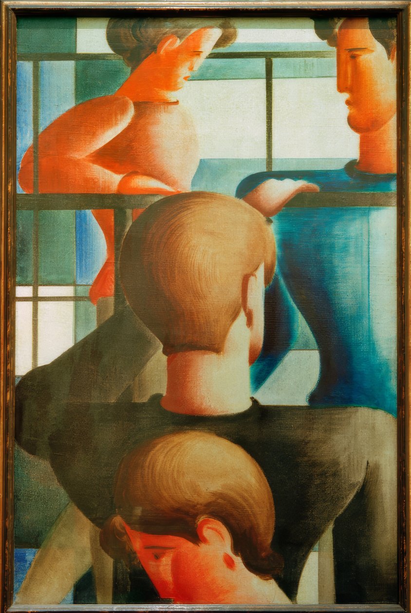 Ryhmä kaiteella I tekijältä Oskar Schlemmer