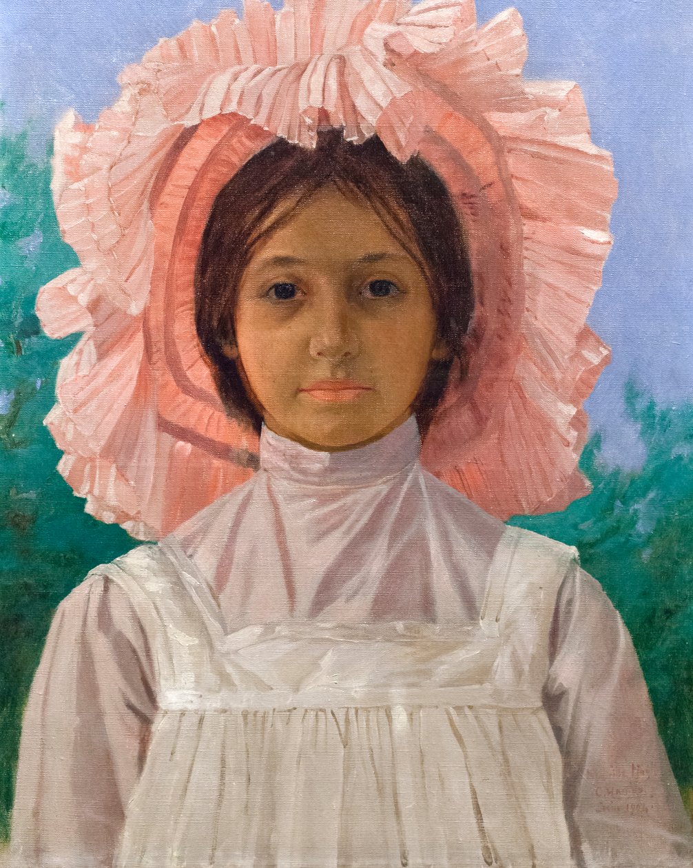 Tyttö vaaleanpunaisella lippalla tekijältä Osman Hamdi Bey