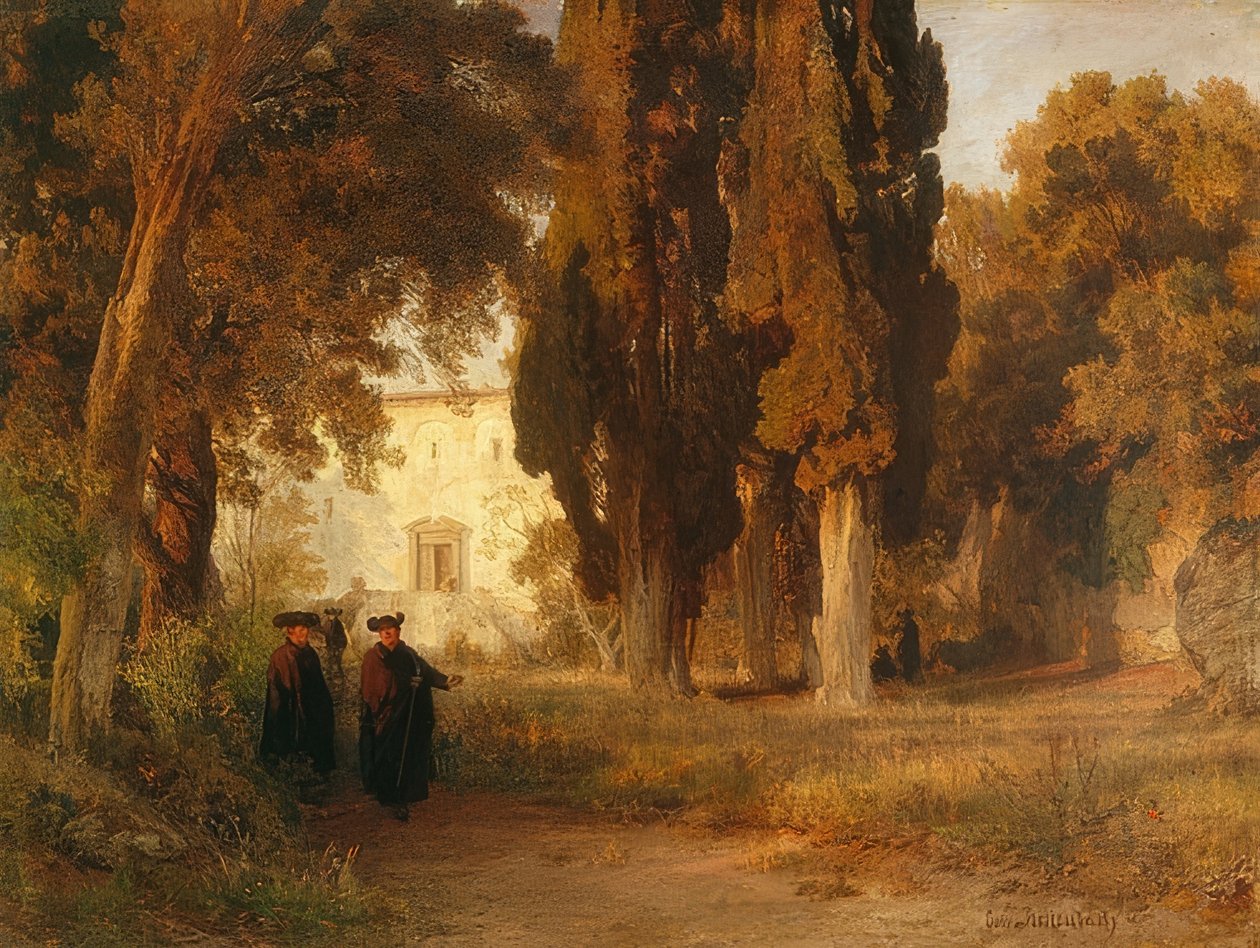 Luostarin puutarha. Vuoden 1857 jälkeen tekijältä Oswald Achenbach