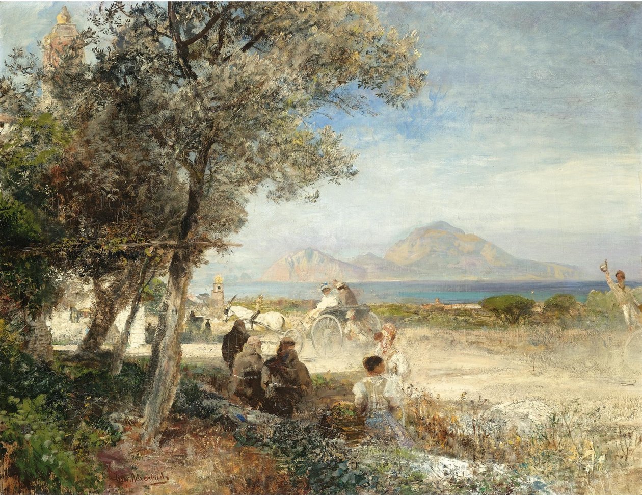 Näkymät Napolinlahdelle tekijältä Oswald Achenbach