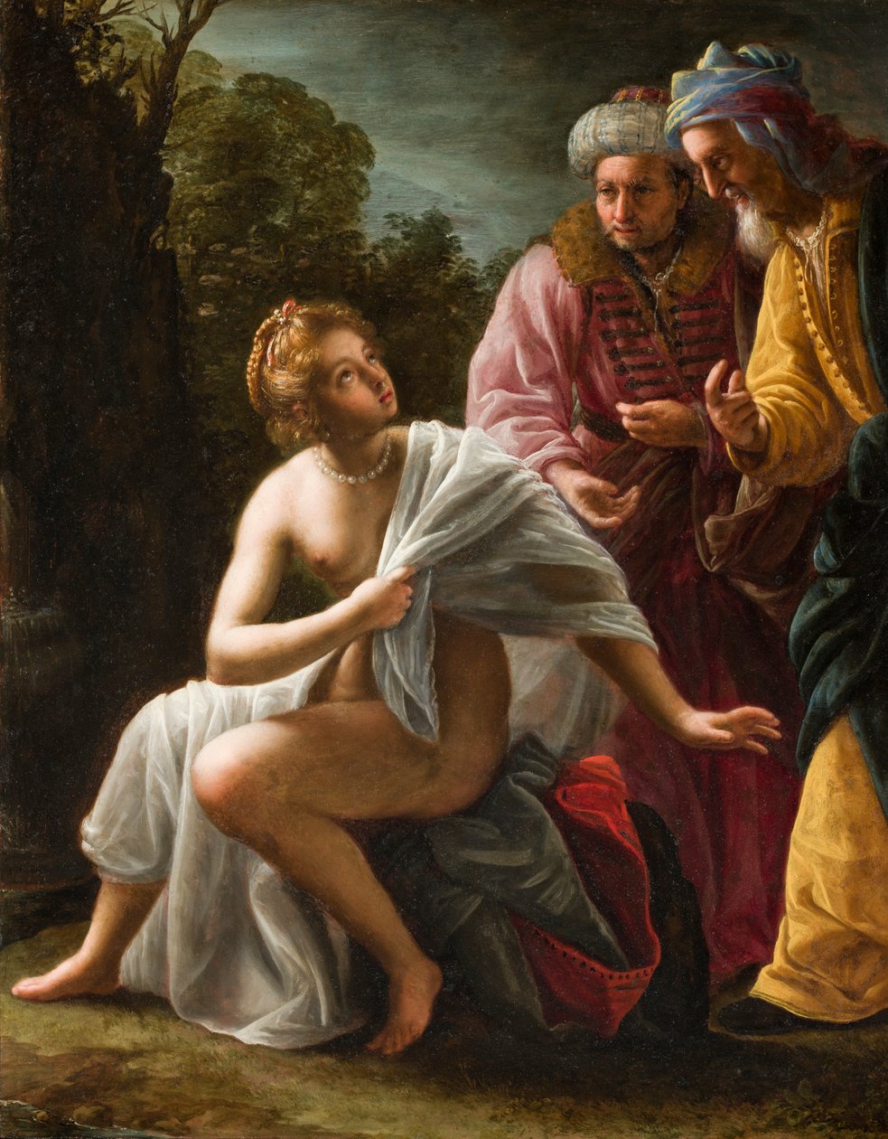 Susanna ja vanhimmat, n. 1620 (öljy kuparilevylle) tekijältä Ottavio Mario Leoni