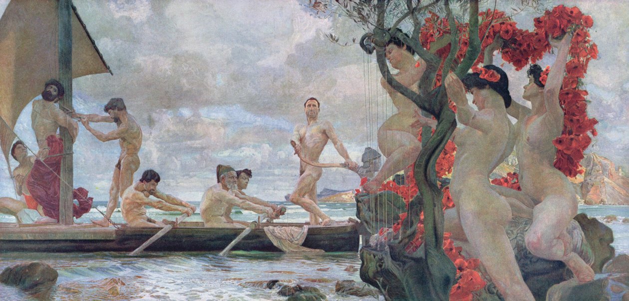 Odysseus ja seireenit, noin 1900 tekijältä Otto Greiner