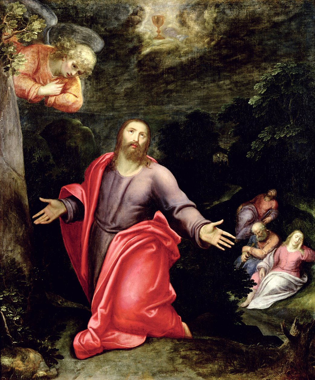Jeesus öljypuutarhassa, n. 1590-1595 tekijältä Otto van Veen