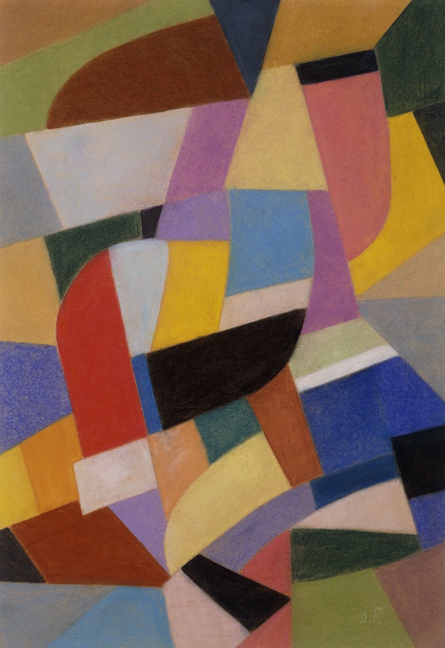 Sävellys; Kompositio, n. 1935-1937 (pastelli paperille) tekijältä Otto Freundlich