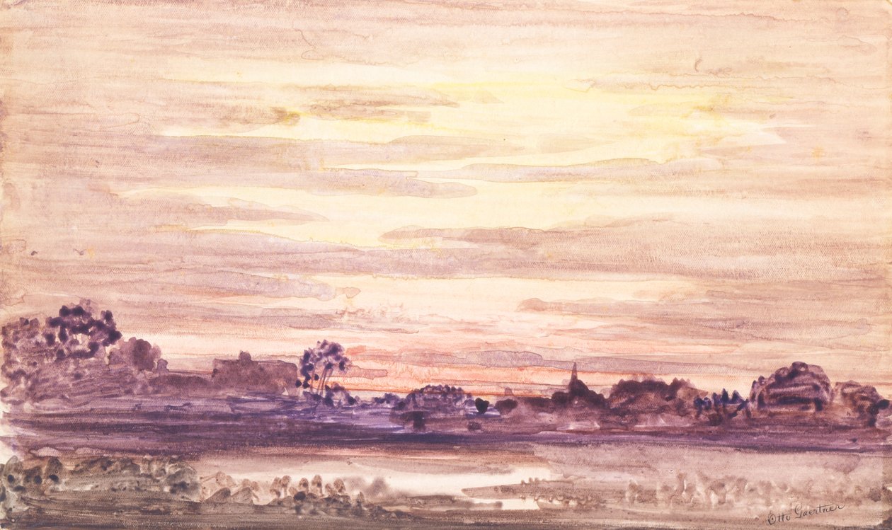 Auringonlasku myrskyn jälkeen, n. 1900. tekijältä Otto Gaertner